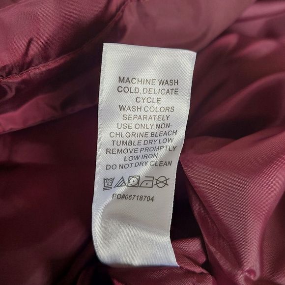 38/40 Ellos Wine Red Burgundy Mid-length Puffer Coat w Pockets & Hood NWT NIB - Picture 5 of 13
